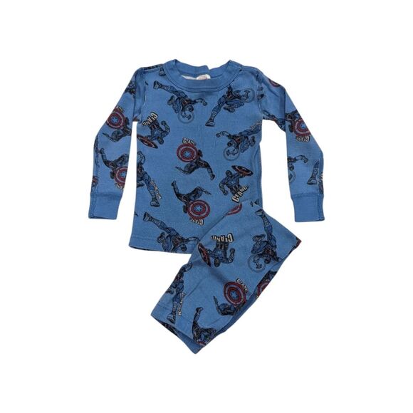 Hanna Andersson Marvel Captain America Super Hero Long John Pajamas Boys 90 3T - Picture 1 of 7